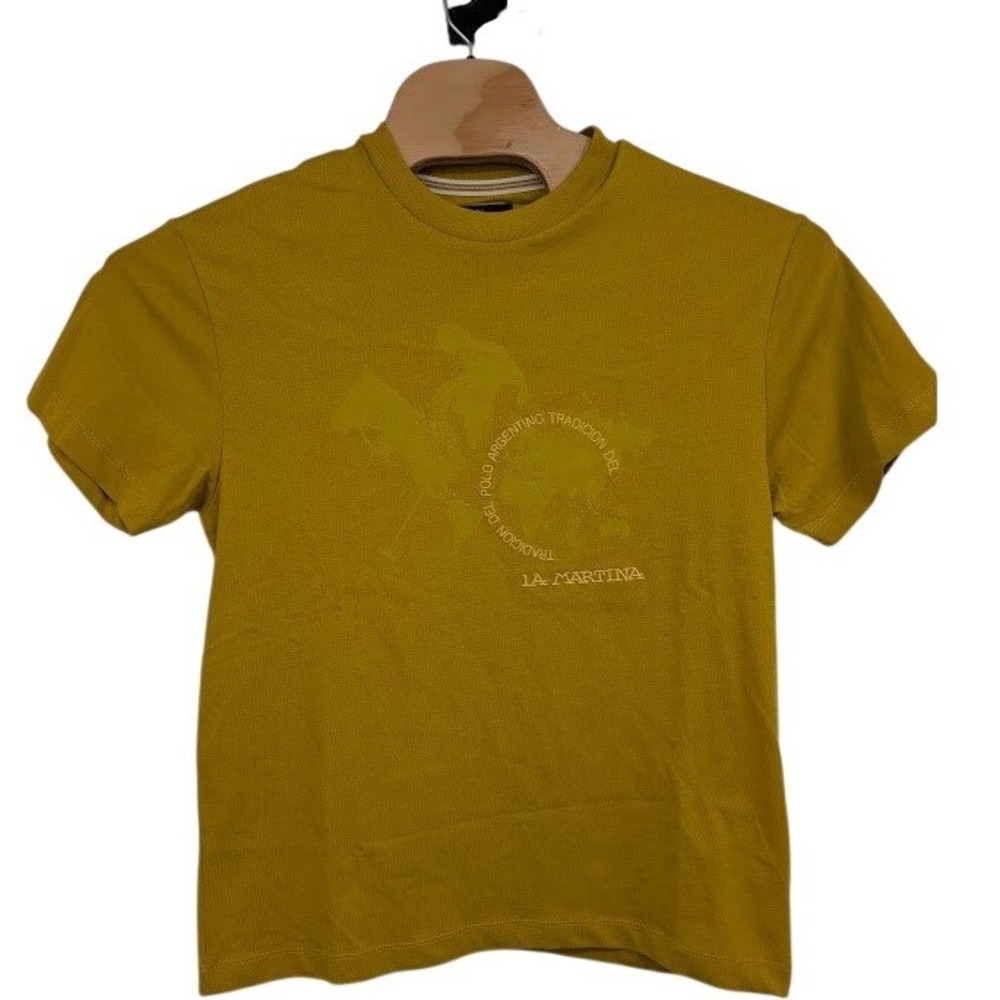 La Martina Buenos Aires Graphic Logo T Shirt Relaxed‎ Fit Mustard Yellow Men's S